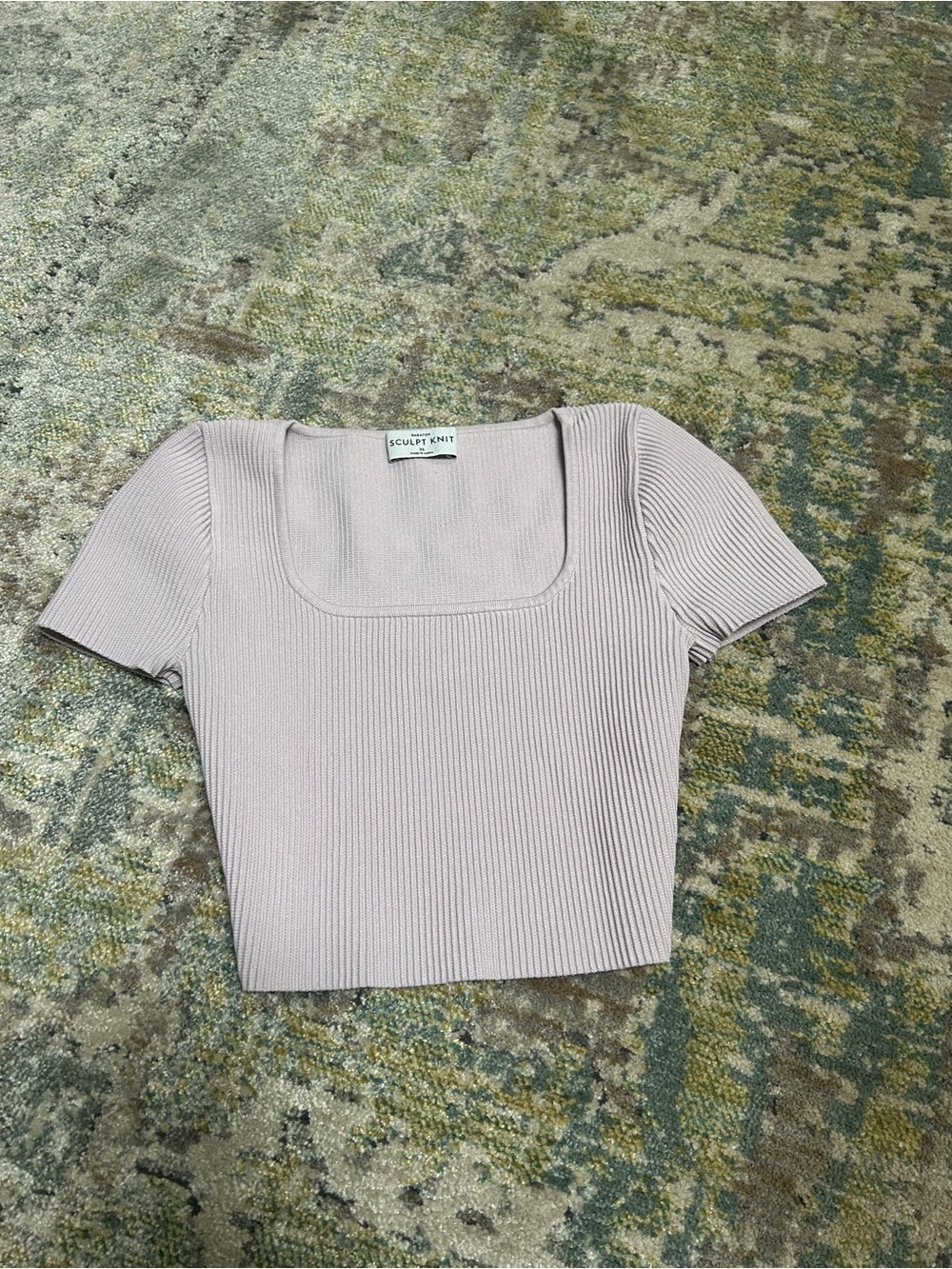 Babaton Square Neck Ribbed Crop Top - Mauve